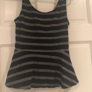 Express peplum gray and black top